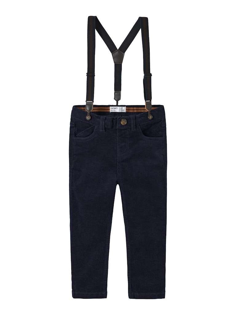 NAME IT RYAN SLIM CORD PANT WB- Cordfløyelbukse med Avtagbare Seler, Navy Blazer - Bilde 3