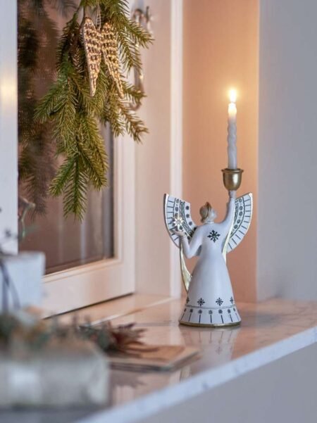 Bloomingville, Evangeline lysestake, Lys Ø 1,2 cm, hvit, håndmalt