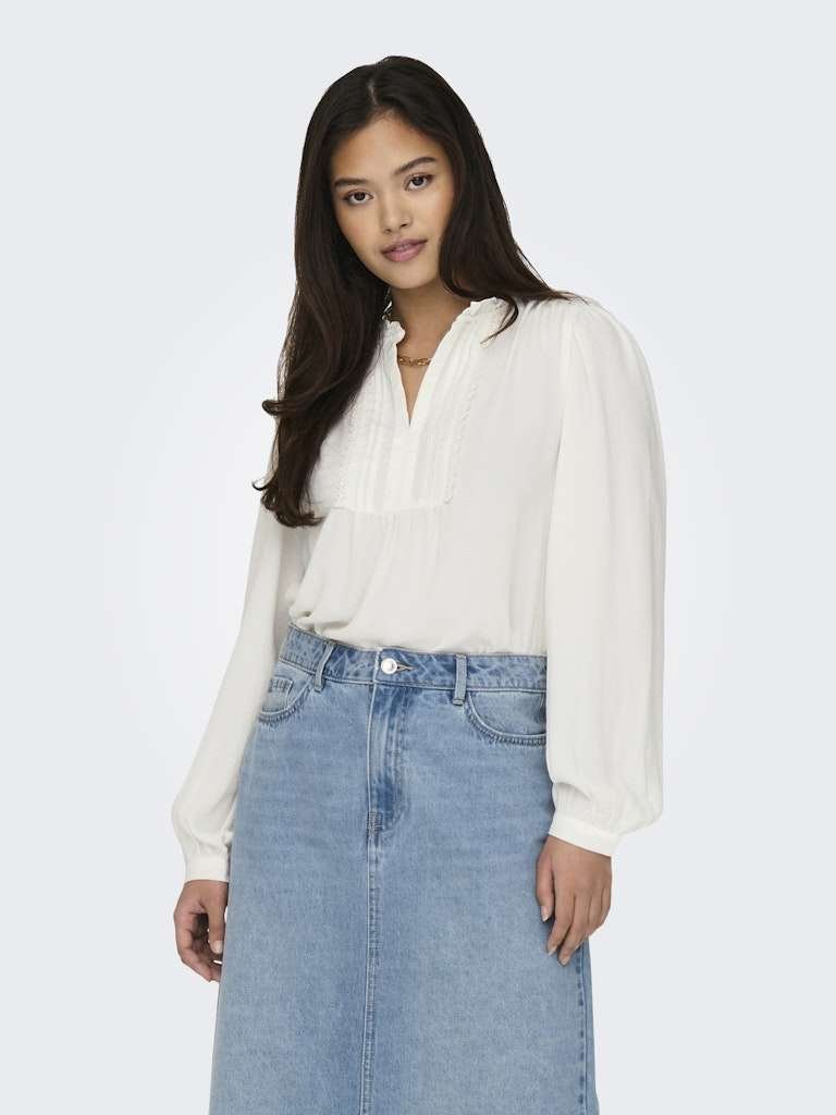 JDY RACHEL LIFE L/S PINTUCK TOP- Bluse WVN NOOS, Cloud Dancer- Offwhite - Bilde 3
