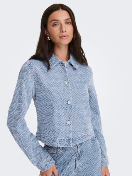 JDY NICO L/S STRUCTURE SCHAKET DNM - Skjortejakke, Light Blue Denim- Lys Blå Denim