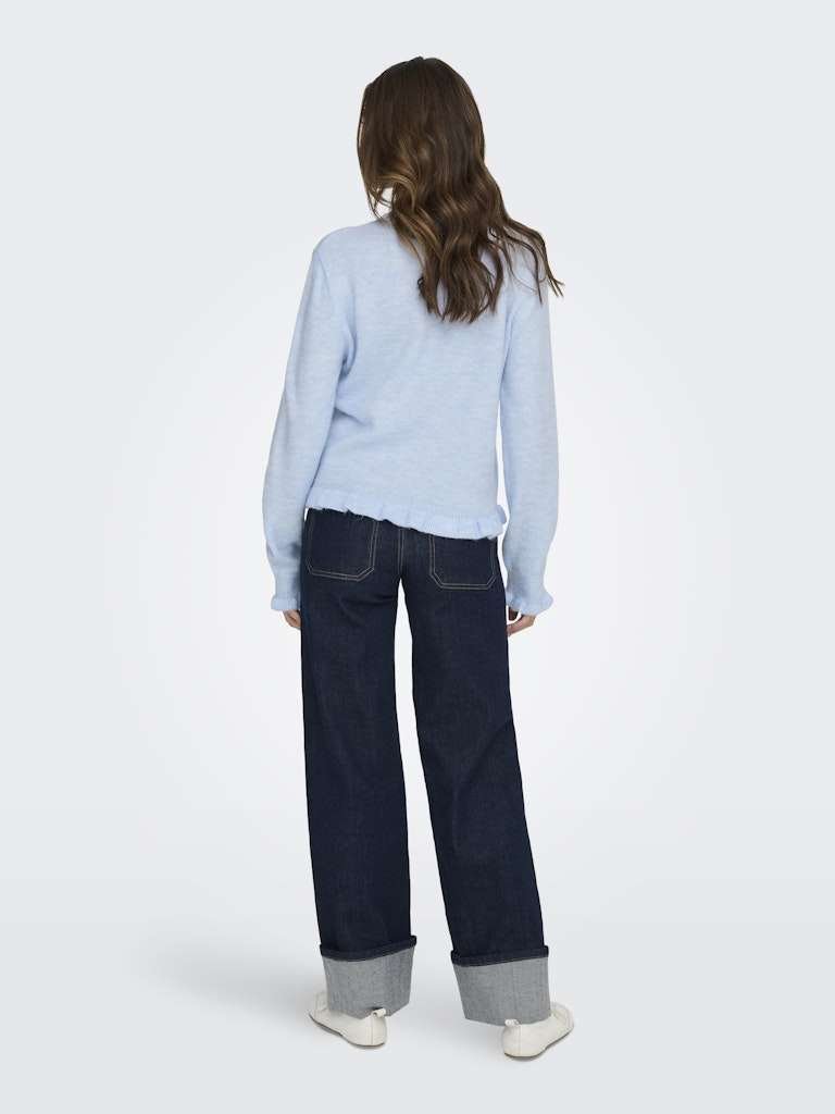 JDY LETTY L/S ON FRILL CARDIGAN KNT- Strikket Cardigan, Blue MELANGE - Bilde 2