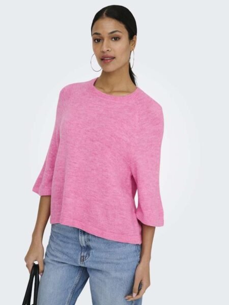 JDY ELANORA 3/4 PULLOVER KNT NOOS- Strikket Topp, Pink Cosmos MELANGE, Rosa Melert  XS- XXL