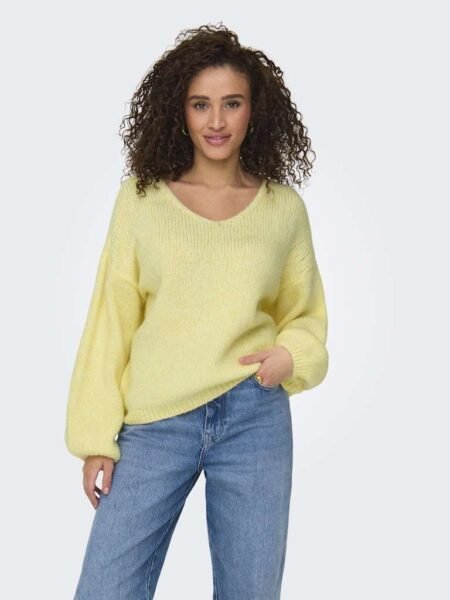 JDY DINEA L/S REVERSIBLE PULLOV. KNT NOOS-  Vendbar Strikket Genser, Pastel Yellow