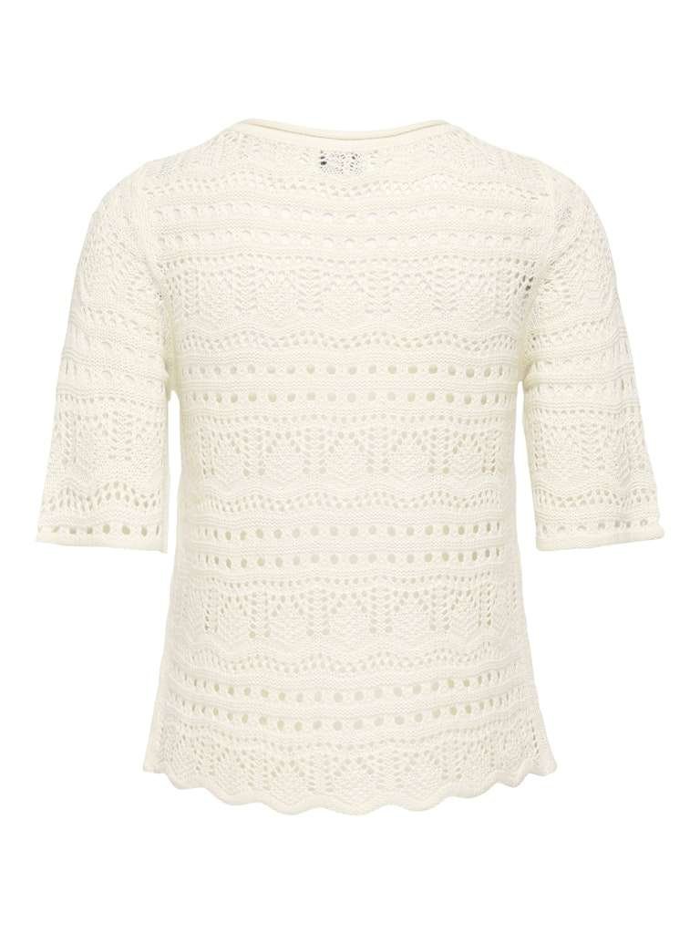 JDY SUN LAY 2/4 PULLOVER KNT, Heklet Genser Med 2/4 Arm, Eggnog, Offwhite - Bilde 7