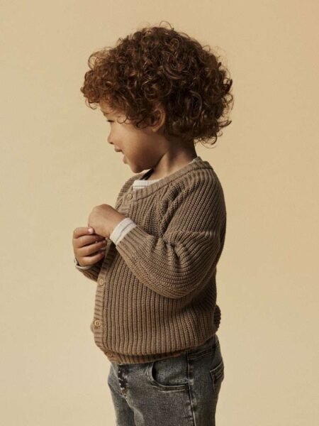 LIL ATELIER, EMLEN LIN LS KNIT CARD LIL NOOS; STRIKKEJAKKE, Sepia Tint