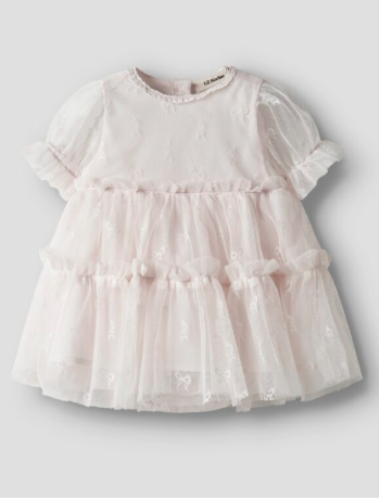 LIL ATELIER, ROSETTA SS LOOSE BODY DRESS.Tyllkjole, Almost Mauve, Rosa