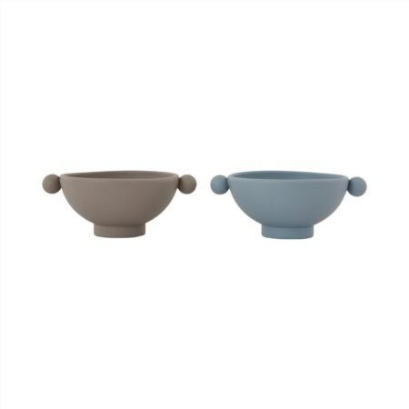 OYOY 2 Pack. Tiny Inka Bowl, Dusty Blue/ Clay