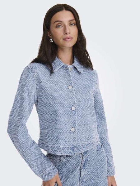 JDY NICO L/S STRUCTURE SCHAKET DNM - Skjortejakke, Light Blue Denim- Lys Blå Denim
