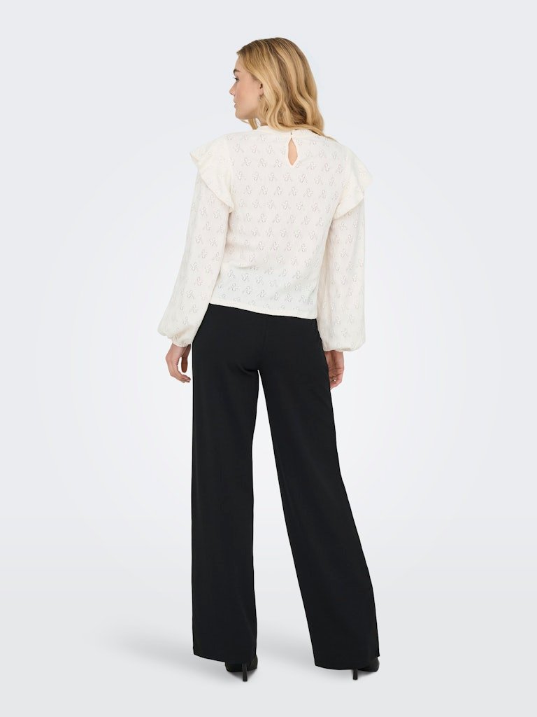 JDY LOLLIE LIFE L/S FRILL TOP JRS, BLUSE, Cloud Dancer - Bilde 6