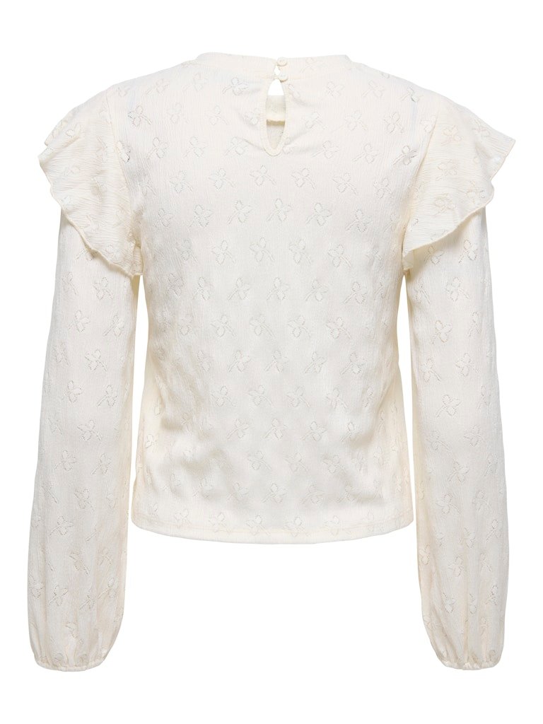 JDY LOLLIE LIFE L/S FRILL TOP JRS, BLUSE, Cloud Dancer - Bilde 3