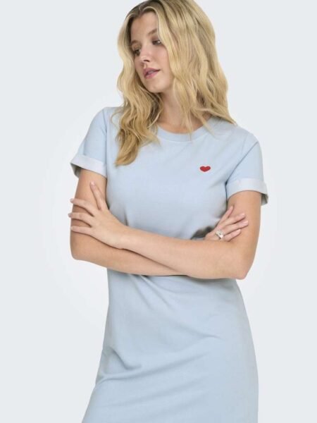 JDY IVY S/S DRESS JRS NOOS- Kjole Med Kort Arm, Blue BITTERSWEET HEART- Lys Blå