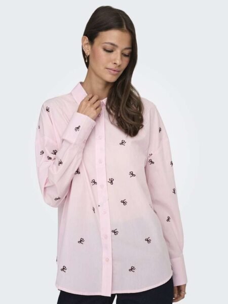 JDY NELLY L/S LOOSE SHIRT WVN, Skjorte, Ballerina/FIG BOW