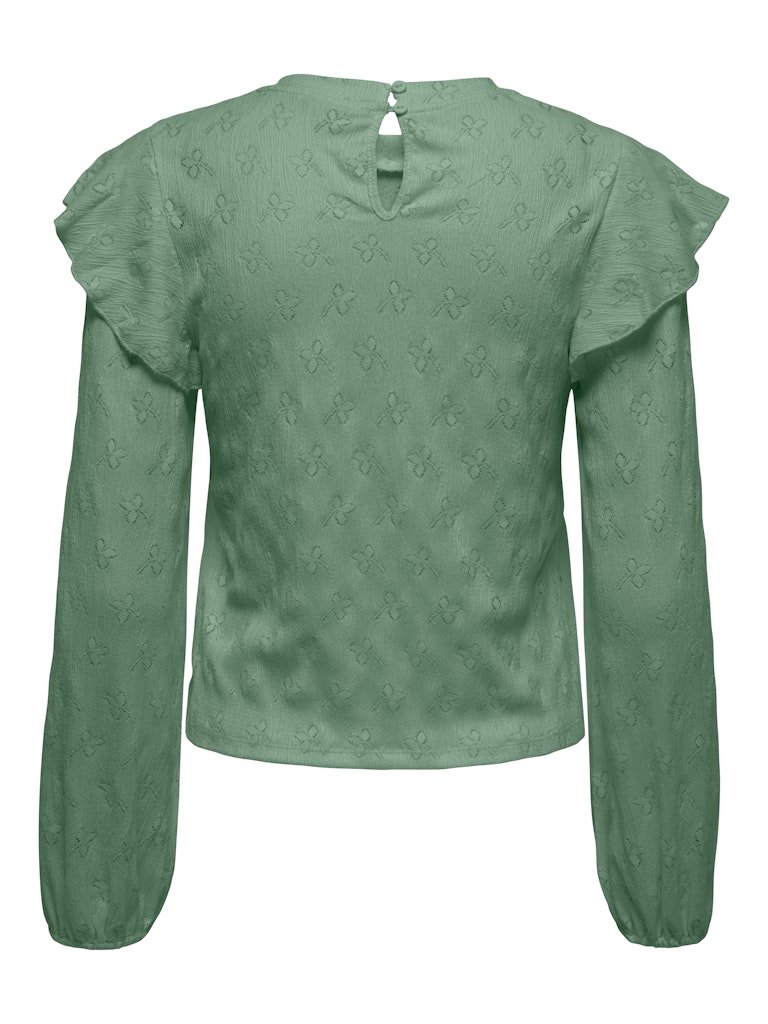 JDY LOLLIE LIFE L/S FRILL TOP JRS, BLUSE, Hedge Green - Bilde 3