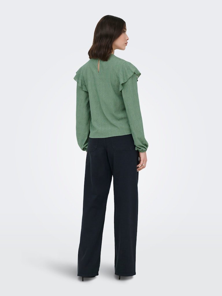 JDY LOLLIE LIFE L/S FRILL TOP JRS, BLUSE, Hedge Green - Bilde 6