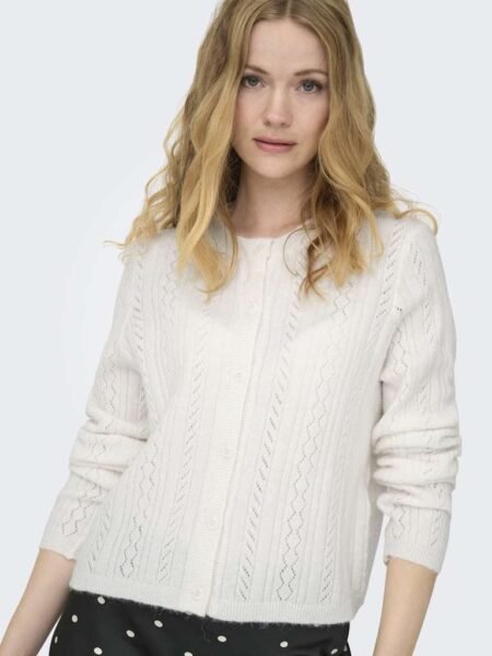 JDY APRIL LIFE L/S O-NECK CARDIGAN Bright White MELANGE