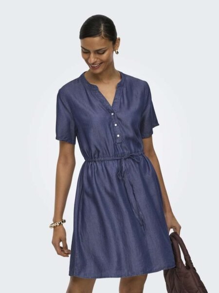 JDY JASPER S/S DRESS WVN, Kjole, Dark Blue Denim