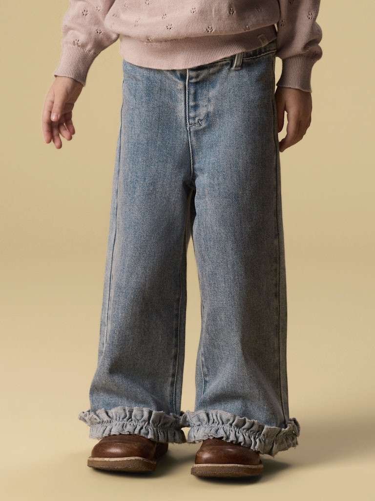 LIL ATELIER DAMLA WIDE ANCEL JEANS - Dongeribukse, Medium Blue Denim, Medium Blå Denim