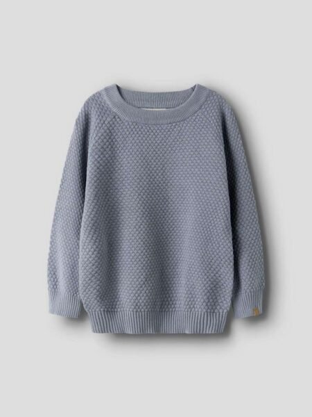 LIL ATELIER, FICO LS LOOSE KNIT LIL, STRIKKET BOMULLSGENSER, Tradewinds/MELANGE- Støvete Blå Melange
