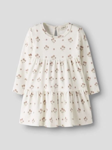 LIL ATELIER LAYO SIF LS DRESS , Kjole, Coconut Milk FLOWER PINK - Offwhite Med Rosa Blomster