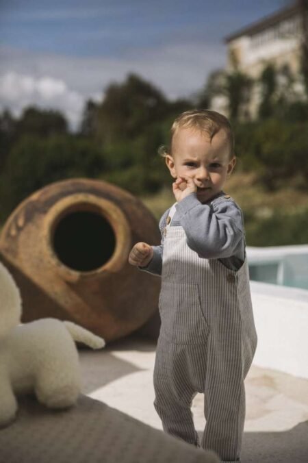 LIL ATELIER DARKO LOOSE OVERALL- Selebukse, Coconut Milk- Stripet Dus Blå Offwhite