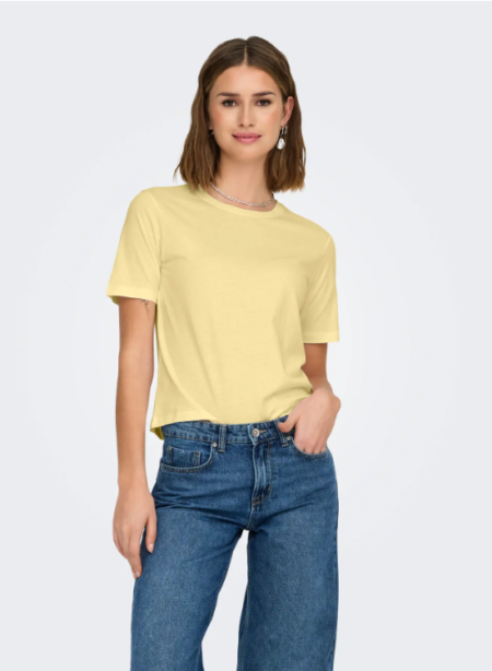 JDY REX S/S TOP JRS NOOS- T Skjorte, French Vanilla - Lys Gul