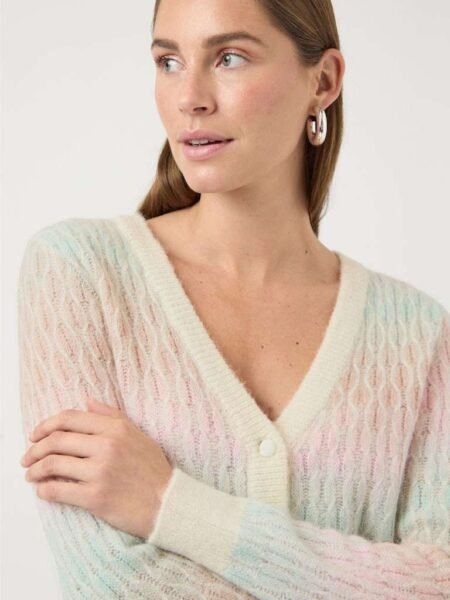 YAS SPACE LS KNIT CARDIGAN, STRIKKEJAKKE, Pristine MULTI COLOUR