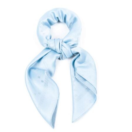 Rosenvinge Skjerf, 90x90 cm "silk-look" H-mønstret med lurextråd - lys blå