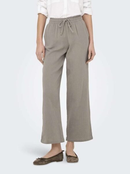 JDY THEIS LIFE WIDE PANT WVN NOOS, Bukse I Bomullsmusselin, Brindle