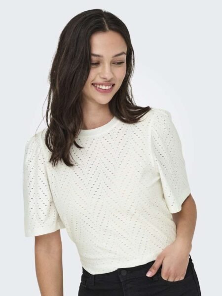 JDY CATHINKA S/S TAG TOP JRS, Cloud Dancer