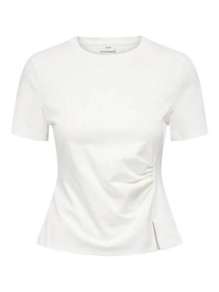 JDY TESSA S/S DETAIL TOP JRS, T Skjorte Med Detaljer, Colour: Cloud Dancer- Offwhite