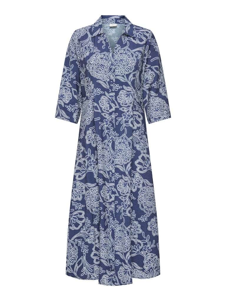 JDY ELISE LIFE 3/4 MIDI DRESS, Kjole I Viskose I Str S- XXL,, Dark Blue Denim PATRIOT BLUE FLOWERS