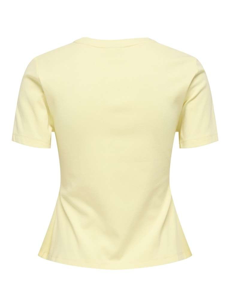JDY TESSA S/S DETAIL TOP JRS, T Skjorte Med Detaljer, Double Cream- Lys Gul - Bilde 2