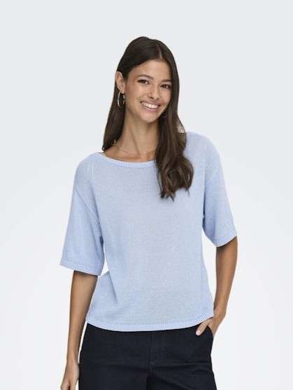 JDY SHINE LIFE S/S PULLOVER KNT, Powder Blue MELANGE