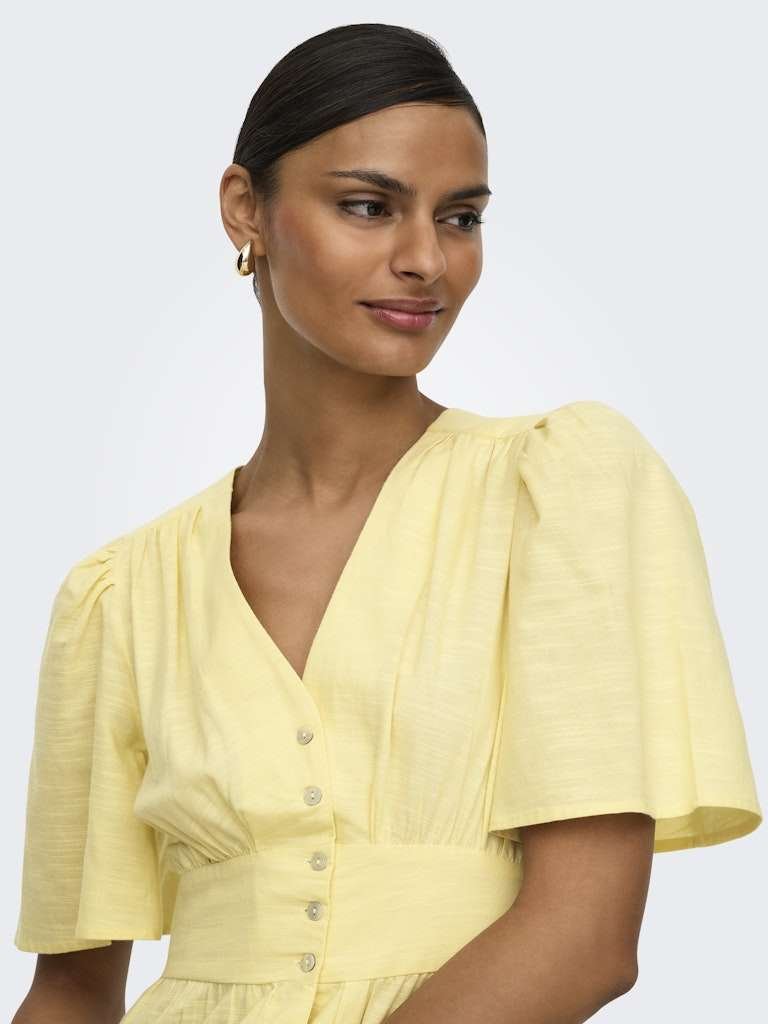 JDY NORA 2/4 MIDI DRESS WVN NOOS, Kjole Str Xs- Xxl, Double Cream- Lys Gul - Bilde 2