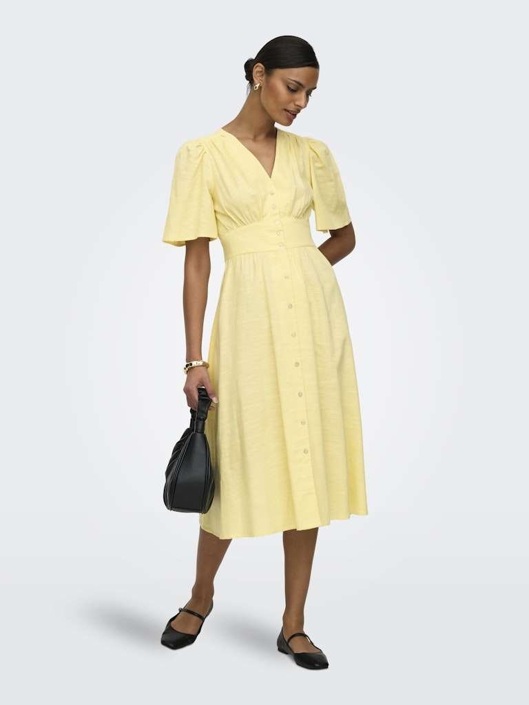 JDY NORA 2/4 MIDI DRESS WVN NOOS, Kjole Str Xs- Xxl, Double Cream- Lys Gul - Bilde 6