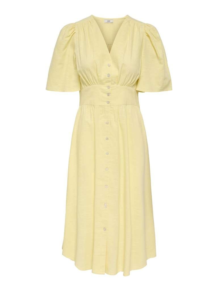 JDY NORA 2/4 MIDI DRESS WVN NOOS, Kjole Str Xs- Xxl, Double Cream- Lys Gul - Bilde 4