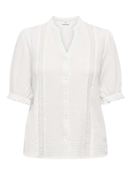 JDY THEIS LIFE 2/4 LACE SHIRT WVN DIA, Bluse/ Topp I Bomullsmusselin, Cloud Dancer NORTH,- Hvit