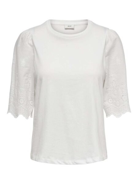 JDY LAIR LIFE S/S NEW MIX TOP JRS- Topp Med Blondearmer, Cloud Dancer