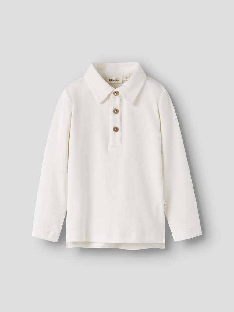 LIL ATELIER FUNDO LS SLIM TOP- Genser Med Krage/ Poloskjorte, Coconut Milk - Bilde 2