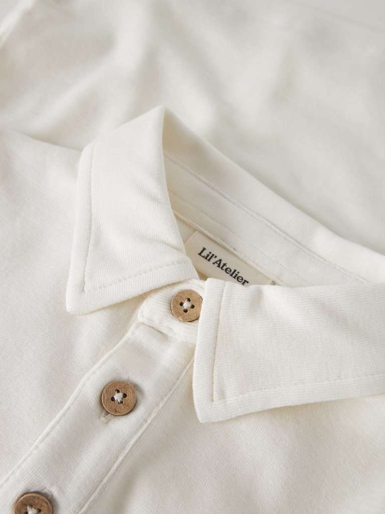 LIL ATELIER FUNDO LS SLIM TOP- Genser Med Krage/ Poloskjorte, Coconut Milk - Bilde 3