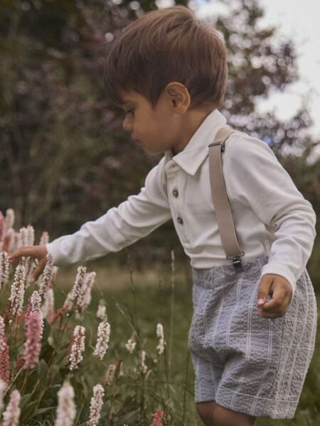 LIL ATELIER FUNDO LS SLIM TOP- Genser Med Krage/ Poloskjorte, Coconut Milk