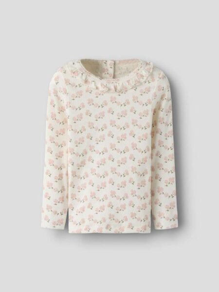 LIL ATELIER GAGO KIS LS SLIM TOP- Genser, Coconut Milk HYDRANGEA