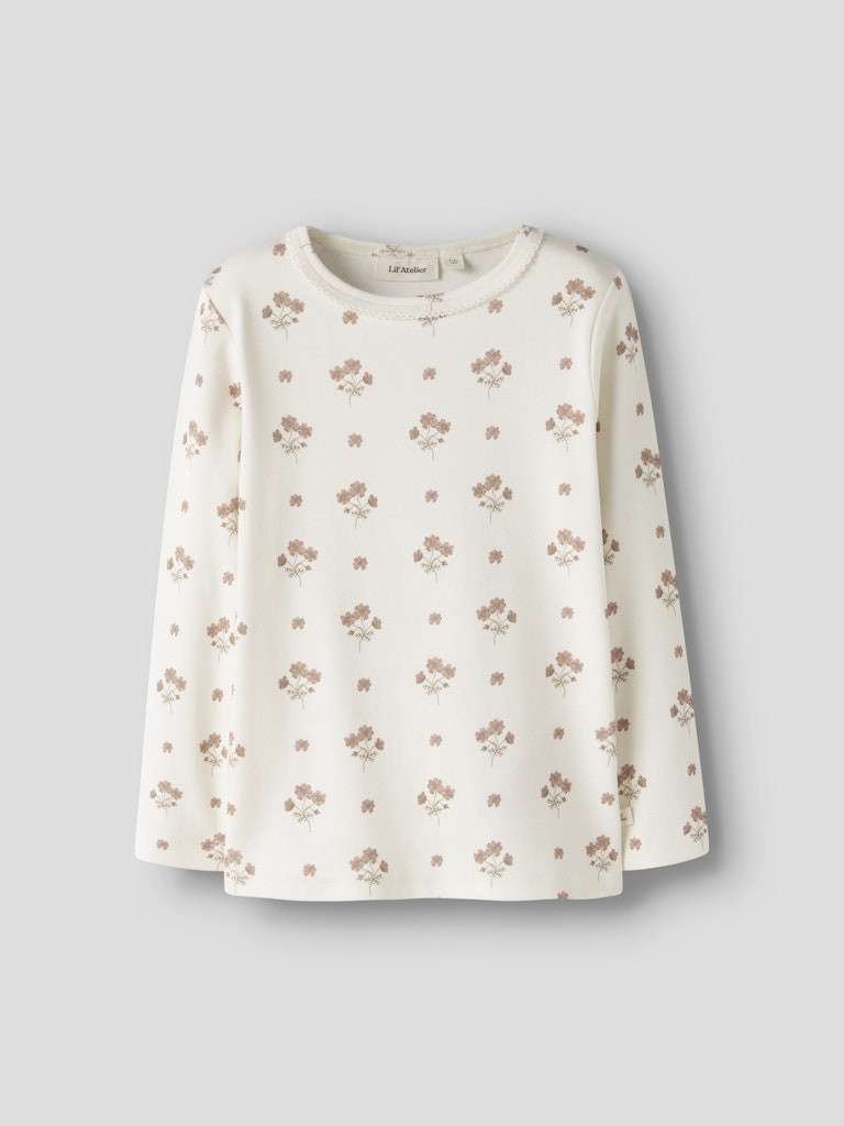 LIL ATELIER, LAYO SIG LS SLIM TOP LIL, GENSER, Coconut Milk FLOWER PINK