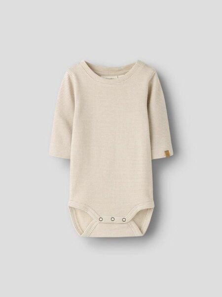 LIL ATELIER FENG LS SLIM BODY, Oxford Tan- Stipet Beige , Offwhite