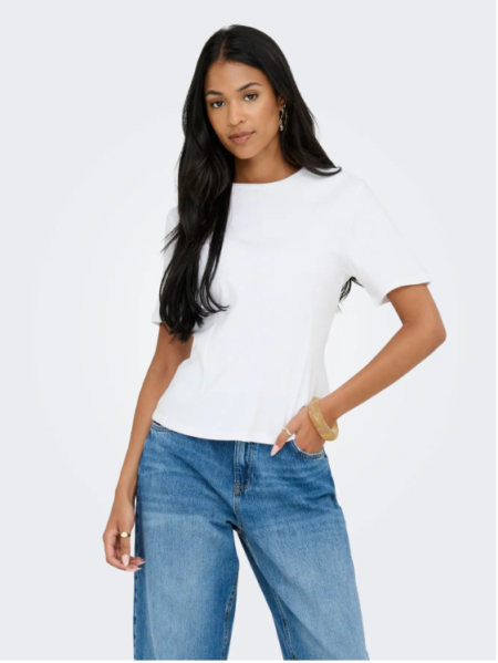 JDY EVA S/S TOP JRS - T Skjorte Xs- Xxl , White- Hvit