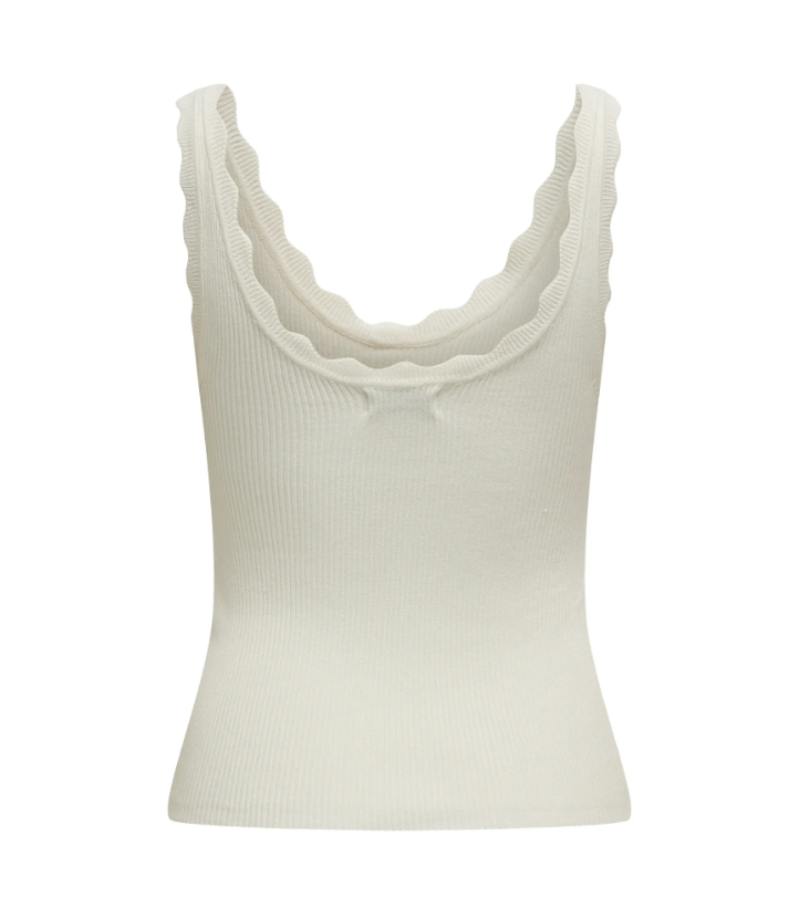 JDY NANNA S/L SCALLOP EDGE TOP KNT NOOS- Singlet, Cloud Dancer - Bilde 3