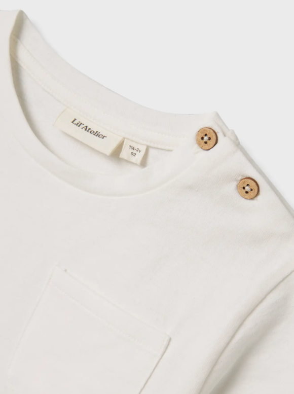 LIL ATELIER, DOLAN SS LOOSE TOP LIL NOOS, T-SKJORTE, Coconut Milk - Bilde 3