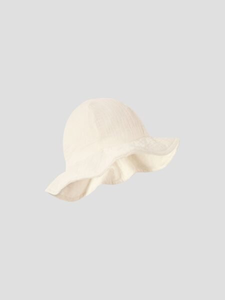 LIL  ATELIER  FOLLY HAT,  ØKOLOGISK BOMULL SOLHATT, Coconut Milk