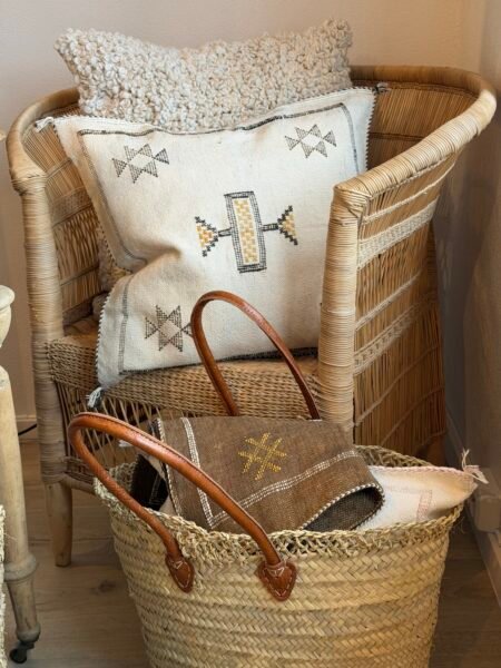 Putetrekk I Kaktussilke, Med Broderi, Offwhite 45x45