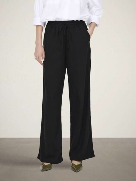 JDY SAY HW LINEN WIDE PANT- Bukse I 80% Viskose, 20% Lin, WVN NOOS, Black - Svart